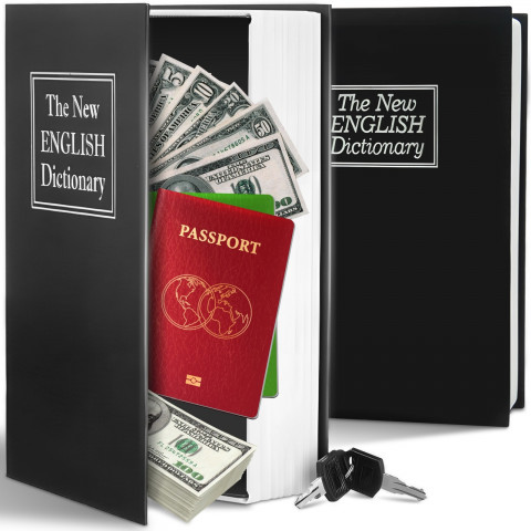 
Seifas, metalinė dėžutė vertybėms, pinigams knygos pavidalu XL dydžio
