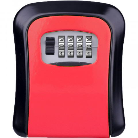 
Seifas, metalinė raktų dėžutė su kodine spyna, 11,5 x 9,5 cm - raudonas ir juodas
