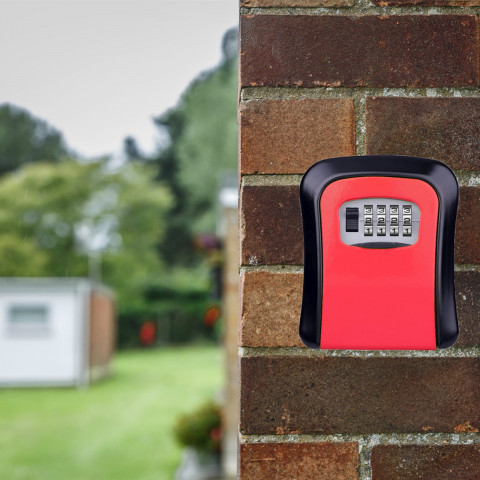 
Seifas, metalinė raktų dėžutė su kodine spyna, 11,5 x 9,5 cm - raudonas ir juodas
