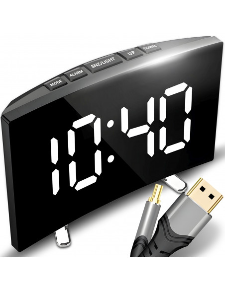 
Elektroninis žadintuvas su termometru, data, LED foniniu apšvietimu
