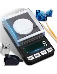 
Nešiojamos elektroninės papuošalų svarstyklės, maitinamos baterijomis, 0,001–20 g / 0,001 g
