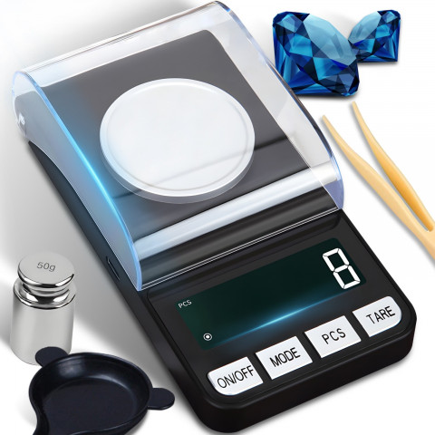 
Nešiojamos elektroninės papuošalų svarstyklės, maitinamos baterijomis, 0,001–20 g / 0,001 g
