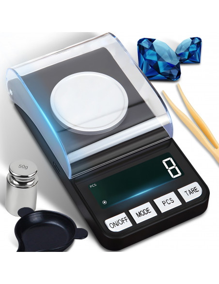 
Nešiojamos elektroninės papuošalų svarstyklės, maitinamos baterijomis, 0,001–20 g / 0,001 g
