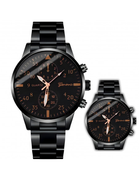 
Klasikinis vyriškas kvarcinis laikrodis su 40 mm STAL apyranke – juodas
