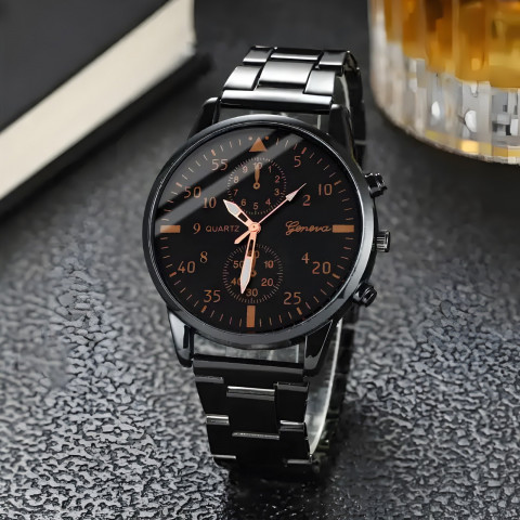 
Klasikinis vyriškas kvarcinis laikrodis su 40 mm STAL apyranke – juodas
