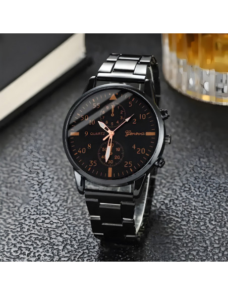 
Klasikinis vyriškas kvarcinis laikrodis su 40 mm STAL apyranke – juodas
