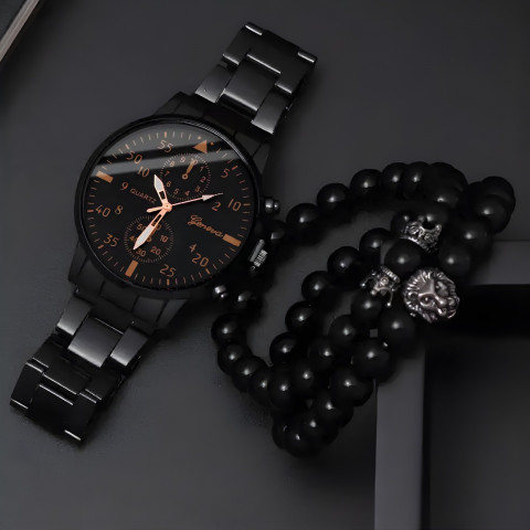 
Klasikinis vyriškas kvarcinis laikrodis su 40 mm STAL apyranke – juodas
