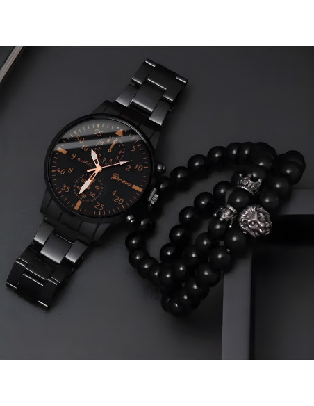 
Klasikinis vyriškas kvarcinis laikrodis su 40 mm STAL apyranke – juodas
