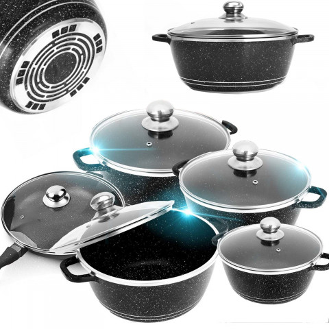 
Puodų, keptuvės su keramine danga ir dangčių rinkinys - 12 vnt.
