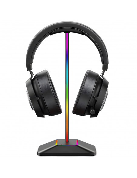 
Žaidimų stalo stovas ausinėms su USB šakotuvu, RGB LED foniniu apšvietimu
