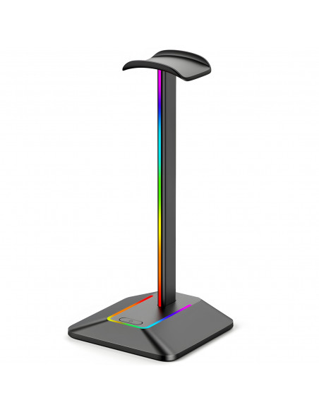 
Žaidimų stalo stovas ausinėms su USB šakotuvu, RGB LED foniniu apšvietimu
