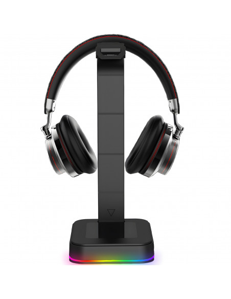 
Žaidimų stalo stovas ausinėms su USB šakotuvu ir RGB LED apšvietimu
