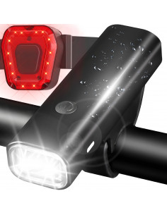 
Įkraunamas dviračio žibintas, priekinis ir galinis, 2000 mAh, iki 400 lm
