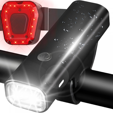 
Įkraunamas dviračio žibintas, priekinis ir galinis, 2000 mAh, iki 400 lm
