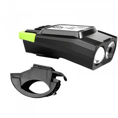 
Priekinis ir galinis dviračio žibintas su skaitikliu, skambučiu ir vožtuvais, maitinamas baterijomis
