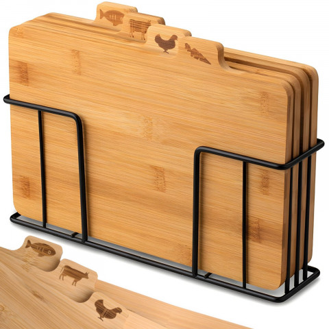 
Bambukinių virtuvės lentelių rinkinys su stovu - 4 vnt.
