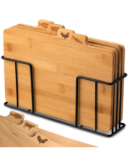 
Bambukinių virtuvės lentelių rinkinys su stovu - 4 vnt.
