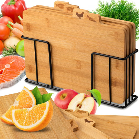 
Bambukinių virtuvės lentelių rinkinys su stovu - 4 vnt.
