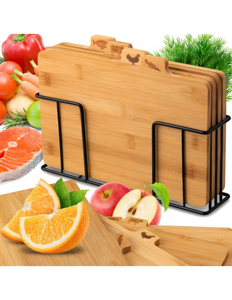 
Bambukinių virtuvės lentelių rinkinys su stovu - 4 vnt.
