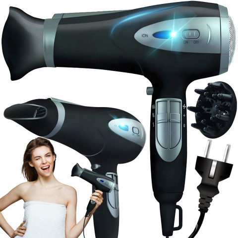 
Plaukų džiovintuvas su jonizacija, šaltu oru ir priedais 5 viename, 2000 W
