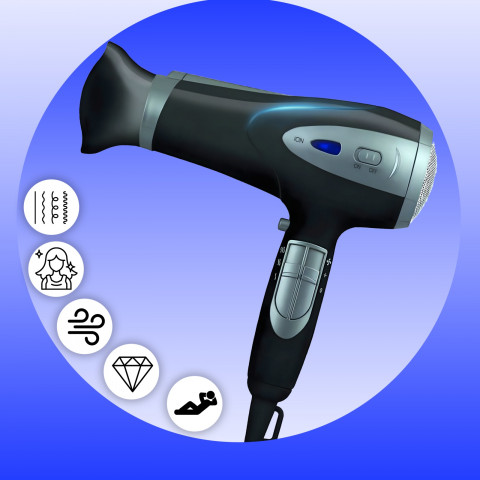 
Plaukų džiovintuvas su jonizacija, šaltu oru ir priedais 5 viename, 2000 W
