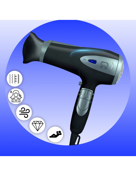 
Plaukų džiovintuvas su jonizacija, šaltu oru ir priedais 5 viename, 2000 W
