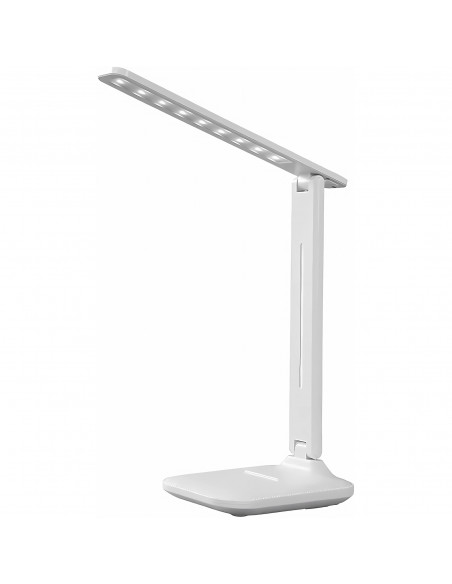 
Reguliuojama mokyklinė stalo lempa su telefono laikikliu - balta ir sidabrinė
