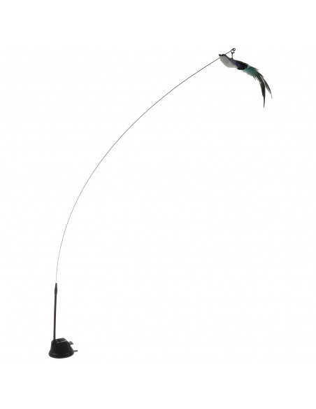 
Žaislas katėms – judantis paukštis ant meškerės su siurbtuku
