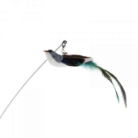 
Žaislas katėms – judantis paukštis ant meškerės su siurbtuku
