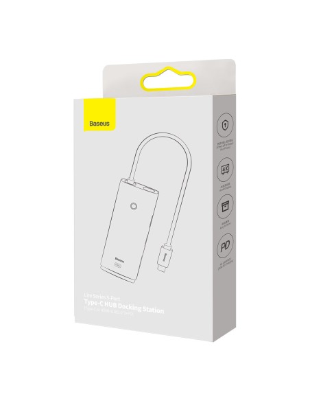 Lite serijos HUB adapteris USB-C HDMI 4x USB 3.0 20cm juodas Lite serijos HUB adapteris USB-C HDMI 4x USB 3.0 20cm juodas