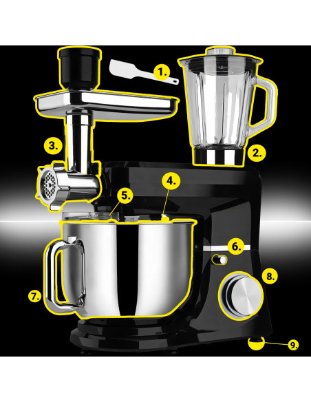 
Planetarinis maisto smulkintuvas su mėsmale 5 viename 6 l 3200 W
