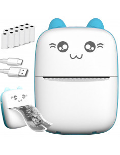 
„Mini Kot“ terminis spausdintuvas vaikams nuotraukoms ir užrašams, 11 ritinėlių, mėlynas
