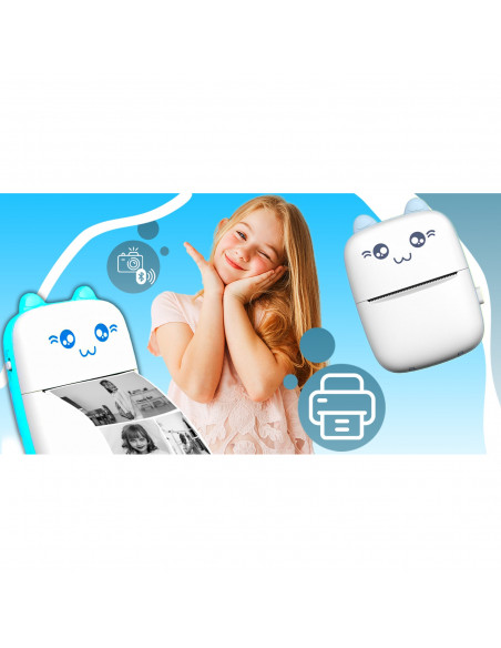 
„Mini Kot“ terminis spausdintuvas vaikams nuotraukoms ir užrašams, 11 ritinėlių, mėlynas
