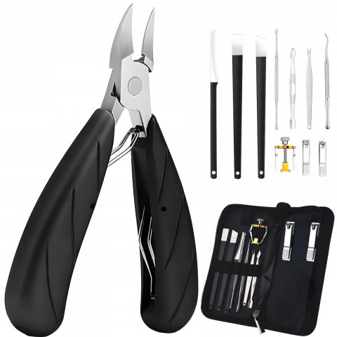 
Manikiūro ir pedikiūro nagų priežiūros įrankių rinkinys, nagų dildė, žnyplės – 8 dalių rinkinys.
