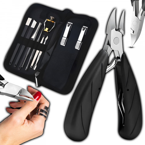 
Manikiūro ir pedikiūro nagų priežiūros įrankių rinkinys, nagų dildė, žnyplės – 8 dalių rinkinys.
