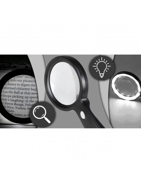 
Apšviestas skaitymo didintuvas, 10 kartų didinimas, 18 šviesos diodų, 85 mm
