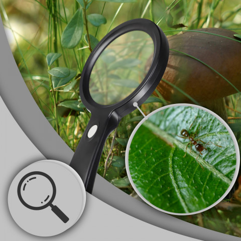 
Apšviestas skaitymo didintuvas, 10 kartų didinimas, 18 šviesos diodų, 85 mm
