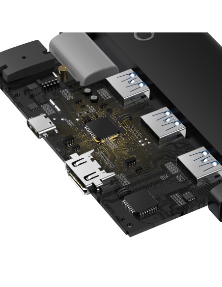 Lite serijos HUB adapteris USB-C HDMI 4x USB 3.0 20cm juodas Lite serijos HUB adapteris USB-C HDMI 4x USB 3.0 20cm juodas