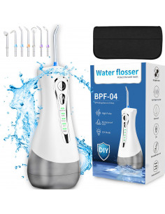 
Dantų irigatorius, belaidis, 4 režimai, 7 antgaliai, 300 ml - rinkinys
