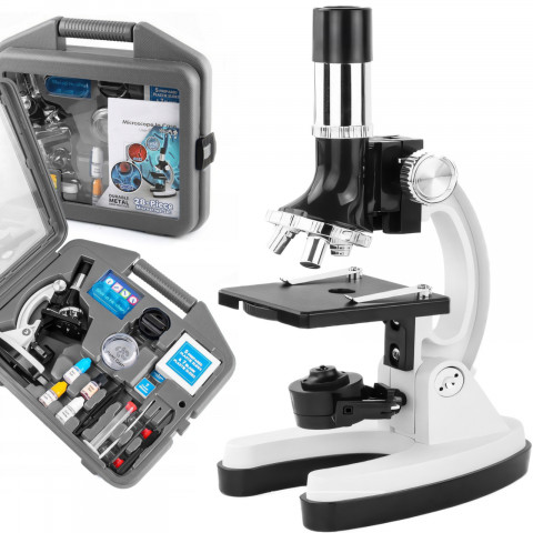 
Optinis mikroskopas su 300/ 600/ 1200 kartų didinimu, apšvietimu ir priedais – rinkinys
