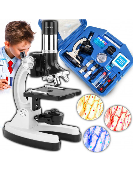 
Optinis mikroskopas su 300/ 600/ 1200 kartų didinimu, apšvietimu ir priedais – rinkinys
