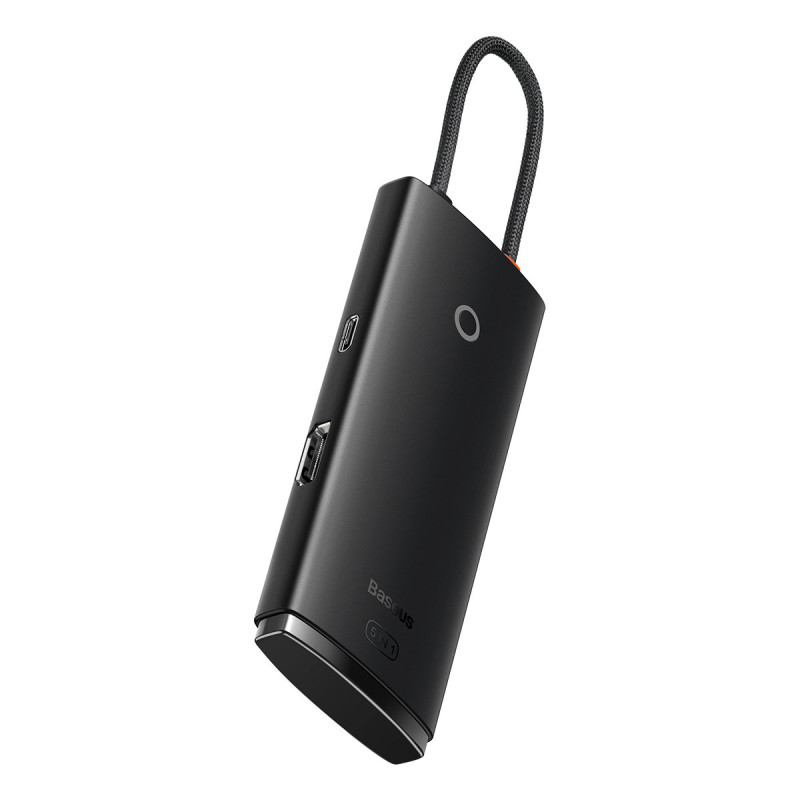 Lite serijos HUB adapteris USB-C HDMI 4x USB 3.0 20cm juodas