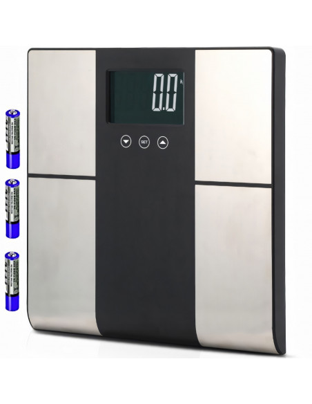 
Analitinės vonios svarstyklės su riebalų, vandens, raumenų, KMI, kcal ir LCD ekranu, iki 225 kg matavimo funkcija
