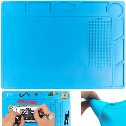 
Antistatinis silikoninis stalo kilimėlis litavimui su organizatoriumi 320 x 230 mm
