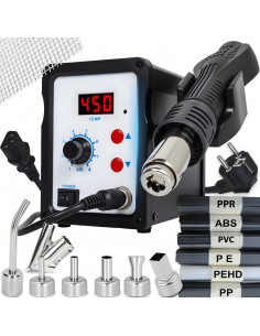 
Karšto oro litavimo stotelė su 7 litavimo antgaliais, 100–480 °C, 800 W
