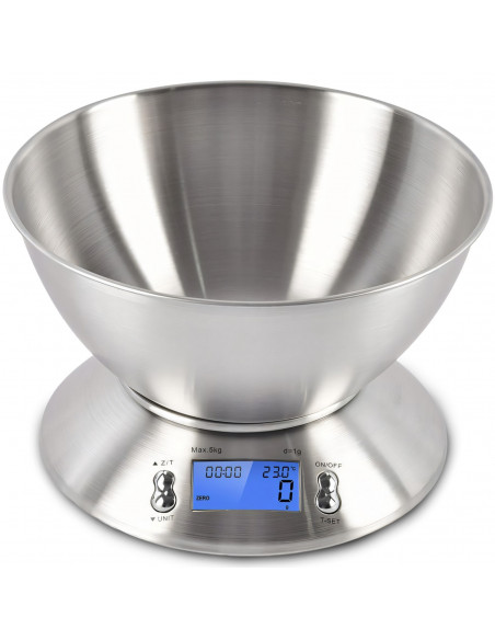 
Elektroninės virtuvės svarstyklės su dubeniu ir termometru, PLIENINĖS, 1,8 l, 1-5000 g / 1 g
