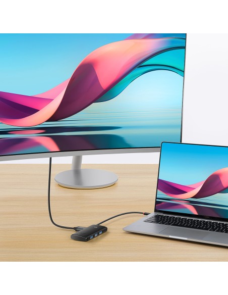Lite serijos HUB adapteris USB-C HDMI 4x USB 3.0 20cm juodas Lite serijos HUB adapteris USB-C HDMI 4x USB 3.0 20cm juodas