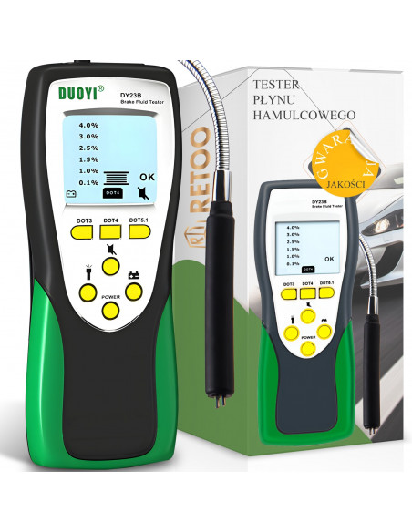 
DOT3 / DOT4 / DOT5.1 stabdžių skysčio testeris su zondu ir LCD ekranu
