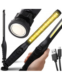 
Dirbtuvių lempa, įkraunamas darbinis žibintuvėlis su magnetu, LED 400 lm
