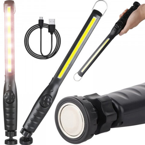 
Dirbtuvių lempa, įkraunamas darbinis žibintuvėlis su magnetu, LED 400 lm
